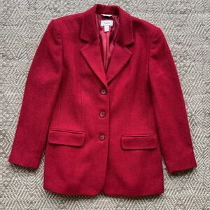 Vintage Talbots Red‎ Wool Blazer Size 8 Preppy Old Money Holiday Chic Academia